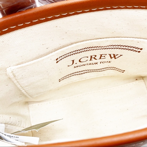 💕H.P💕🆕{J. Crew}Rich Oak Leather Mini Montauk Tote Bag - Picture 10 of 14